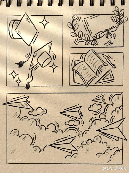 手绘校园漫画分镜线稿手稿