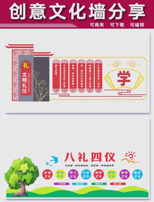 学校文化墙展示礼貌问好标语