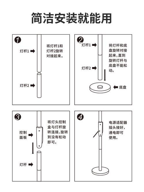 工人安装落地灯步骤示意图