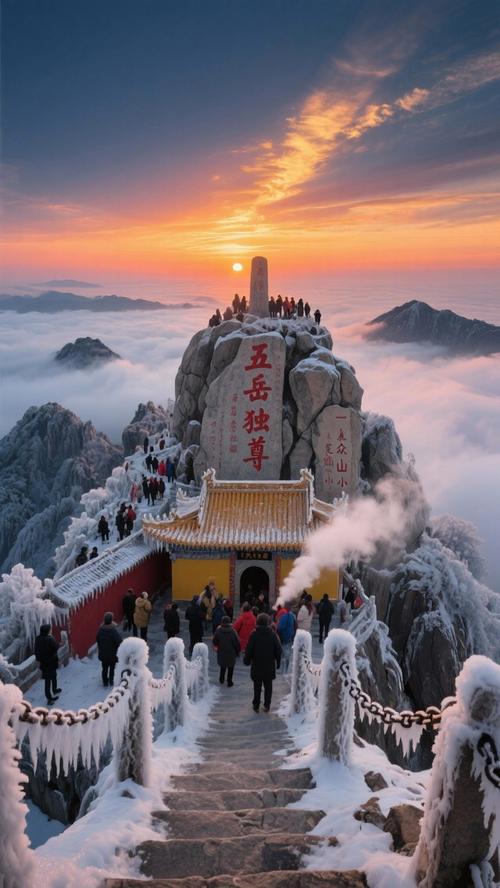 泰山玉皇顶夏季日出云海景观