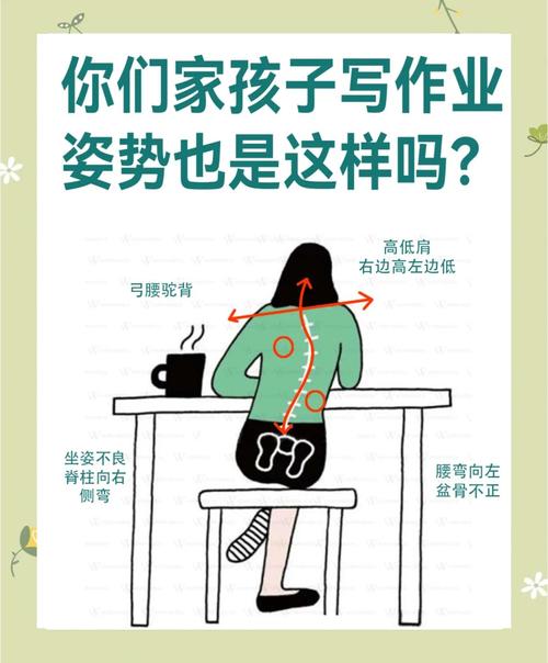 幼儿被迫写字导致脊柱侧弯的警示图