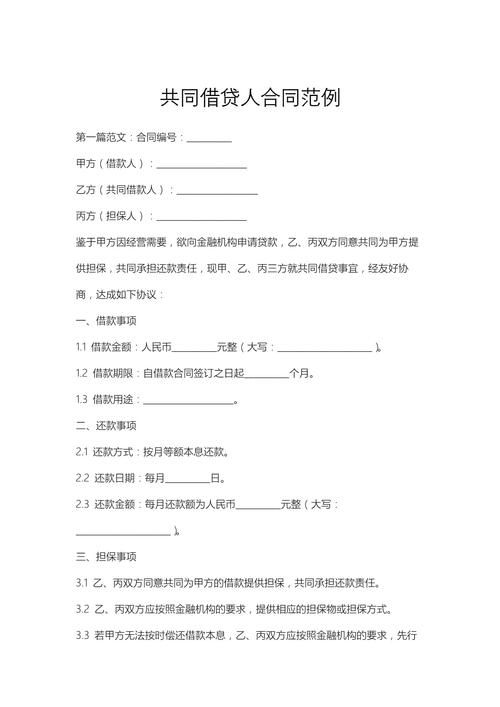 南京房产接力贷共同借款合同示例