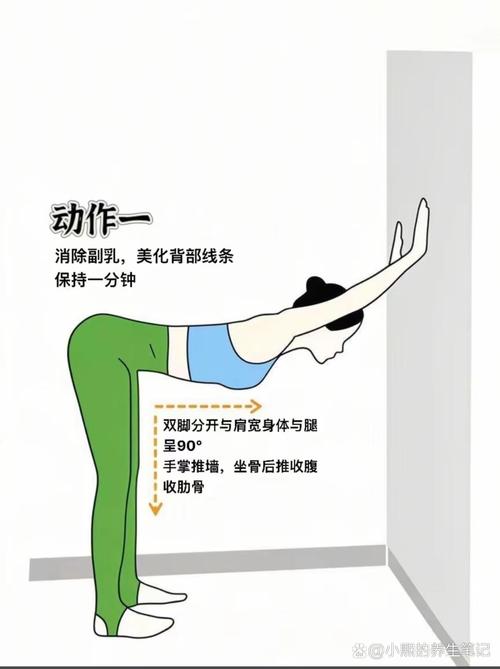 在家做靠墙天使动作纠正圆肩驼背示意图