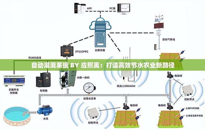 稻田边自动灌溉阀与土壤传感器联动的工作示意图