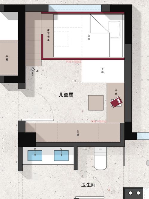 儿童房床铺安全摆放平面图