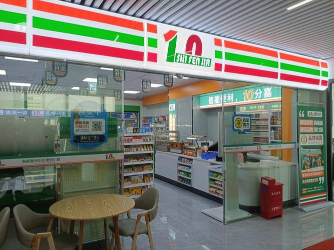 国内城市居民区街角24小时便利店门头