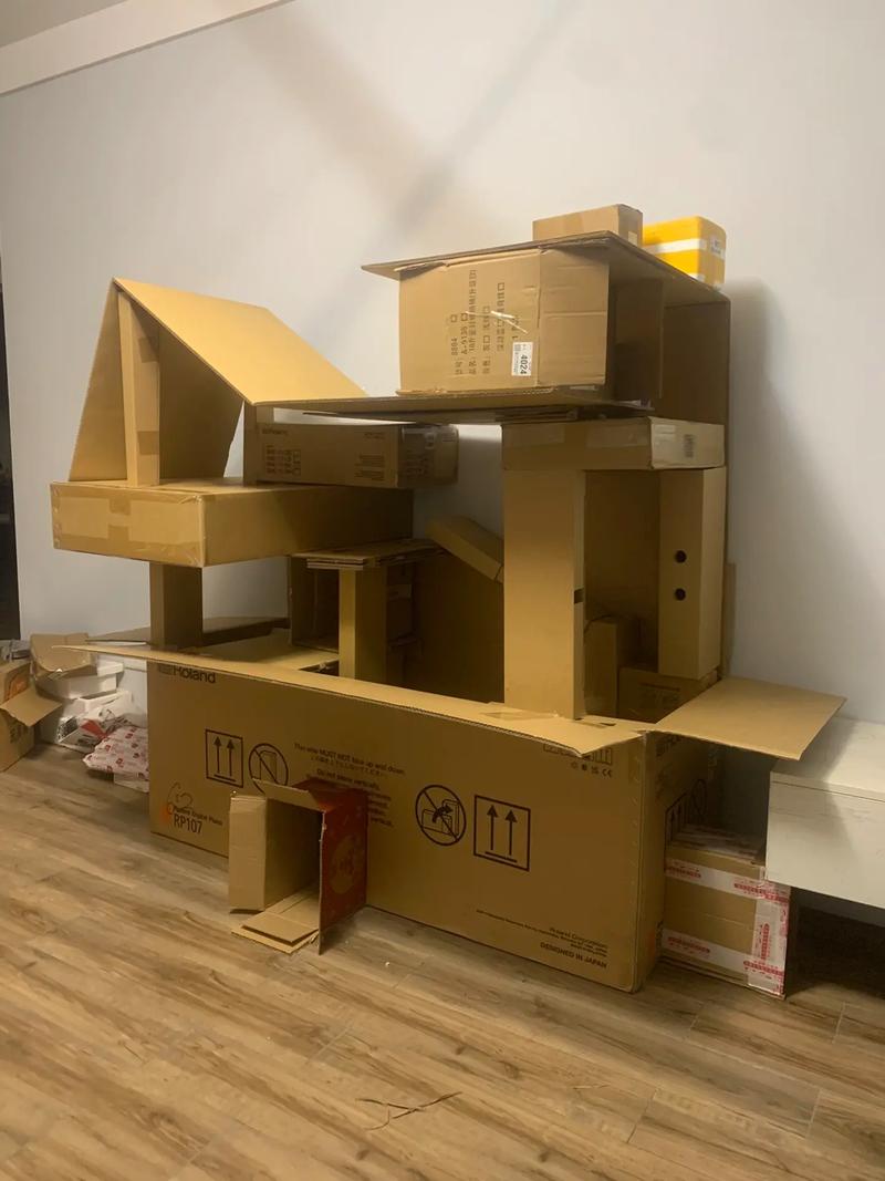 家用玄关空长方体快递纸箱摆积木
