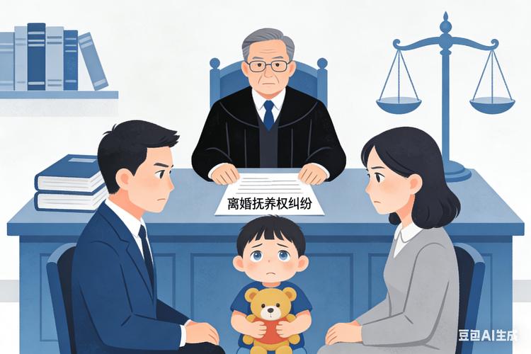 法院门口离婚争夺抚养权的夫妻