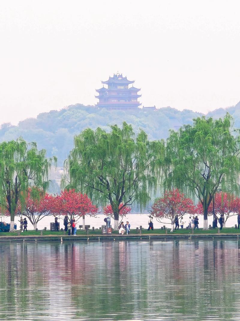 白堤桃花与保俶塔