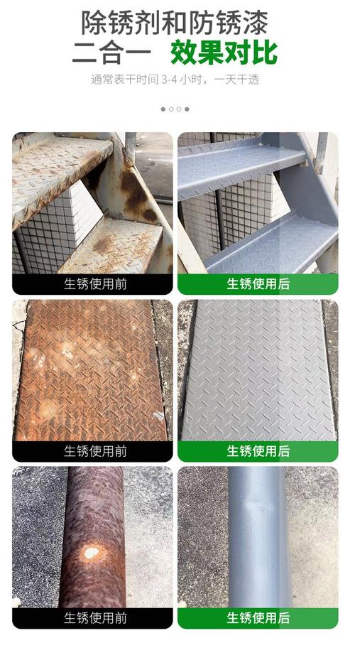 建材市场摆放的不同价位铁艺防锈漆实物对比图