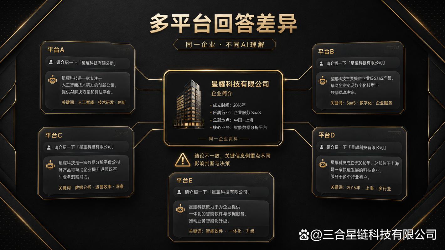 不同AI平台回答同一品牌信息不一致的对比截图