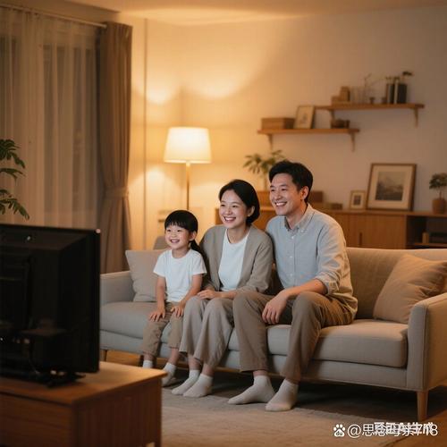 工业从业者一家三口客厅沙发聊天日常