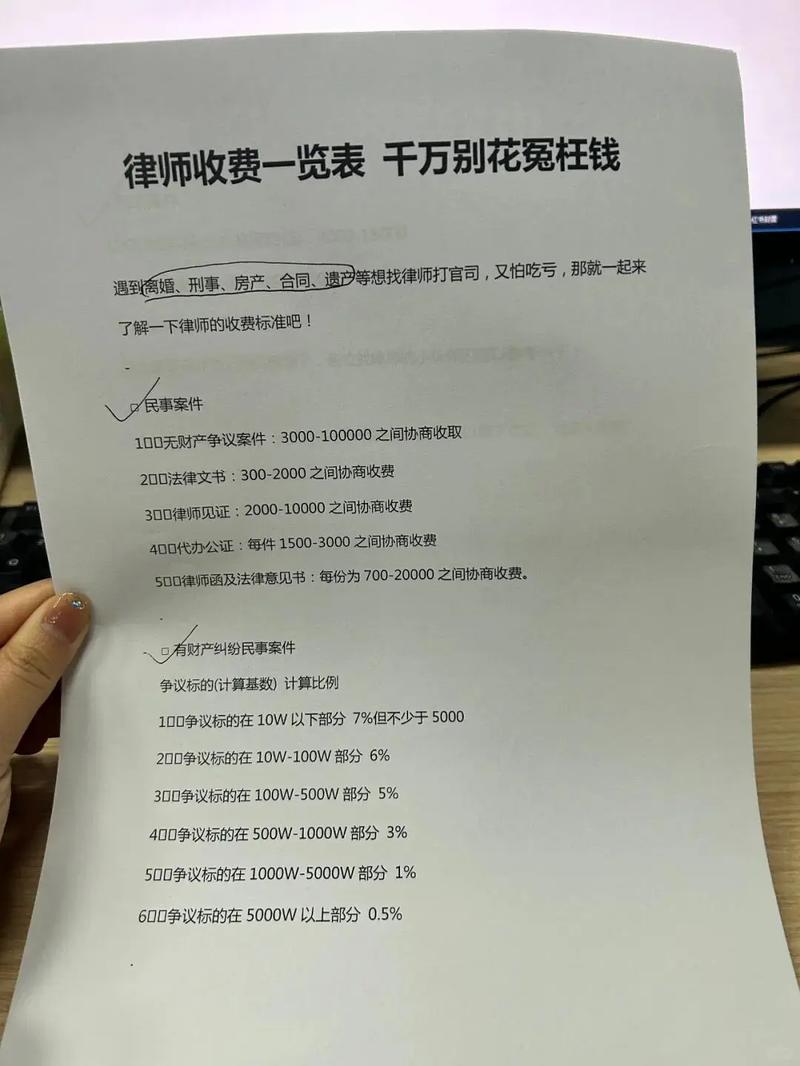 上海离婚律师费用明细账单