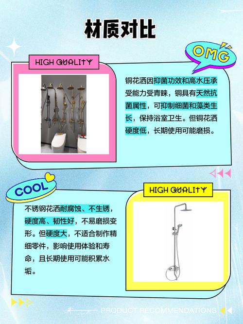 花洒材质对比图 全铜与不锈钢